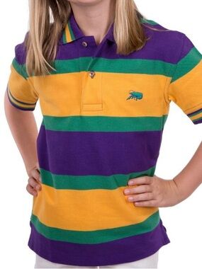 Perlis - Purple, Green, & Gold Mardi Gras Signature Crawfish Polo